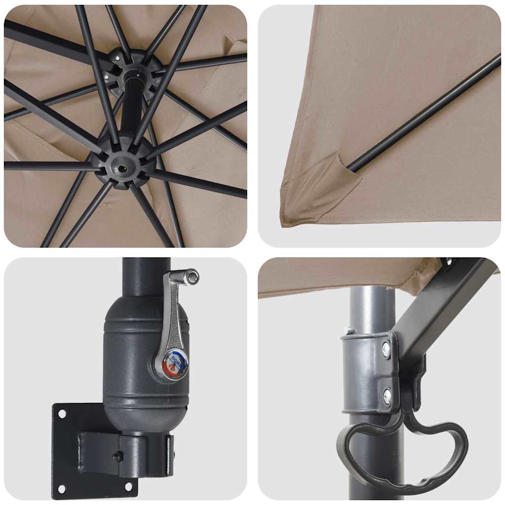 Garden Parasol Taupe 248.5 x 247.5 x 160 cm Polyester and Steel