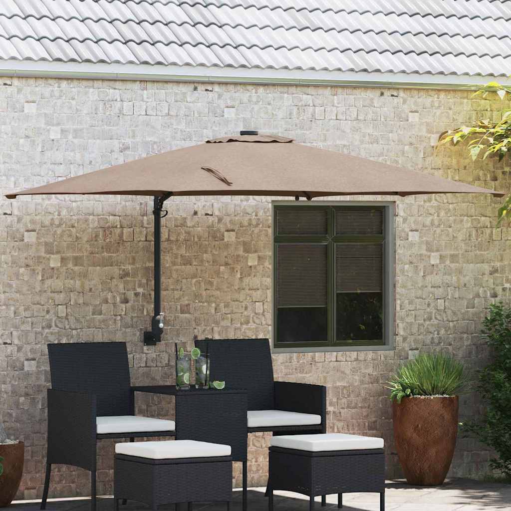 Garden Parasol Taupe 248.5 x 247.5 x 160 cm Polyester and Steel