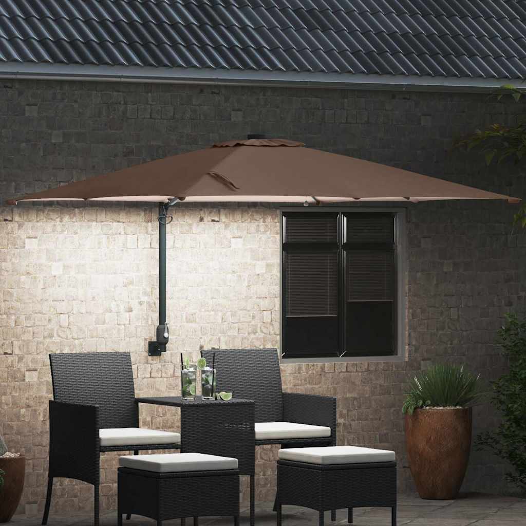 Garden Parasol Taupe 248.5 x 247.5 x 160 cm Polyester and Steel