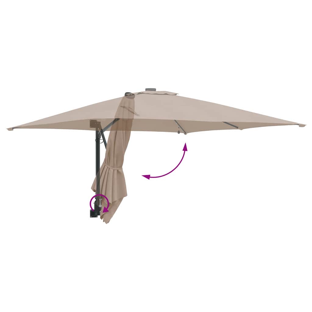 Garden Parasol Taupe 248.5 x 247.5 x 160 cm Polyester and Steel