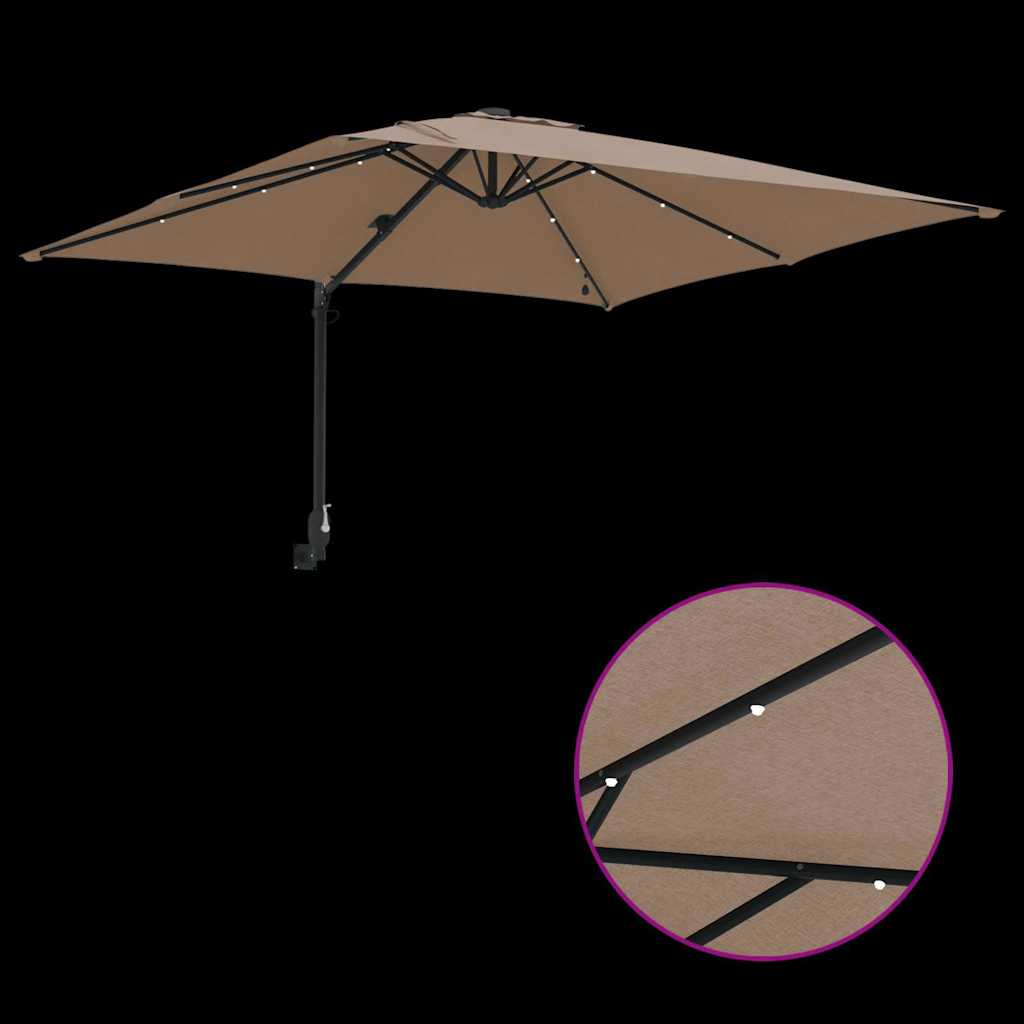 Garden Parasol Taupe 248.5 x 247.5 x 160 cm Polyester and Steel