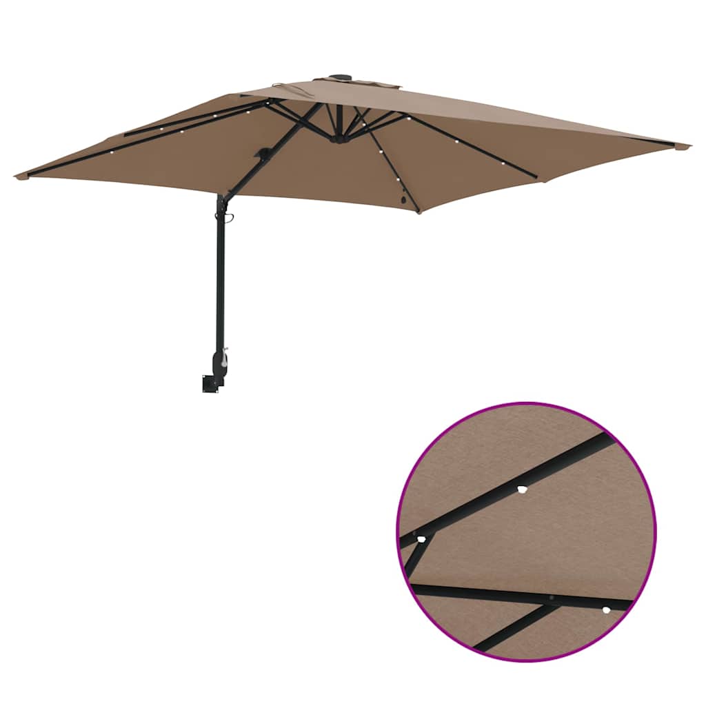 Garden Parasol Taupe 248.5 x 247.5 x 160 cm Polyester and Steel