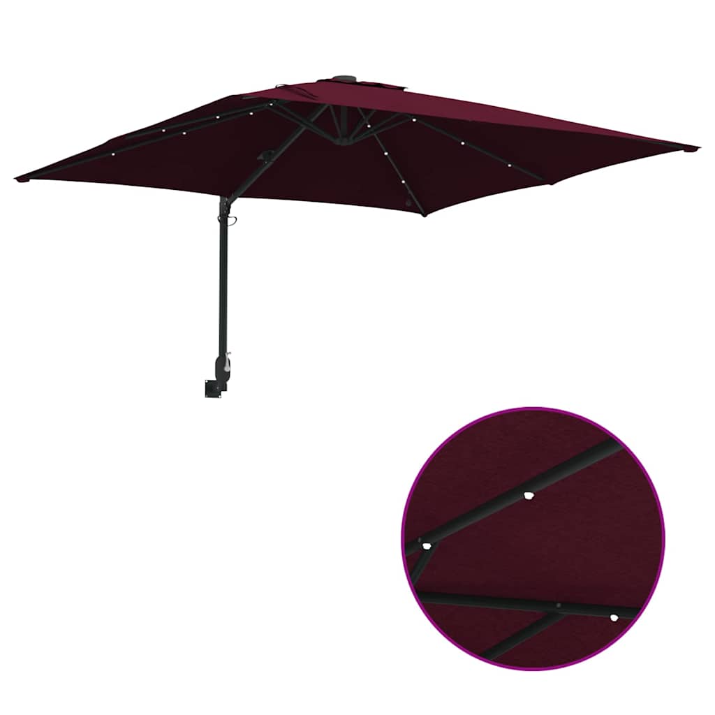 Garden Parasol Bordeaux Red 248.5 x 247.5 x 160 cm