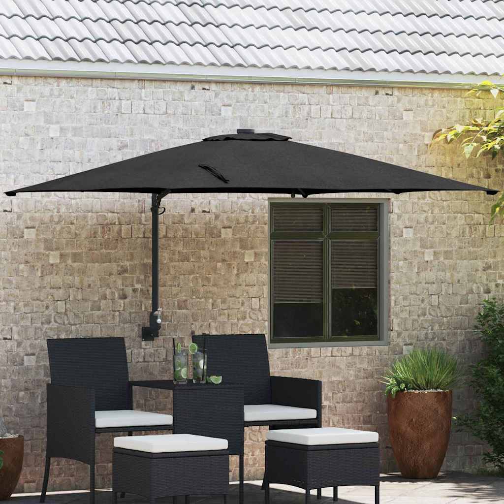Garden Parasol Black 248.5 x 247.5 x 160 cm Polyester and Steel