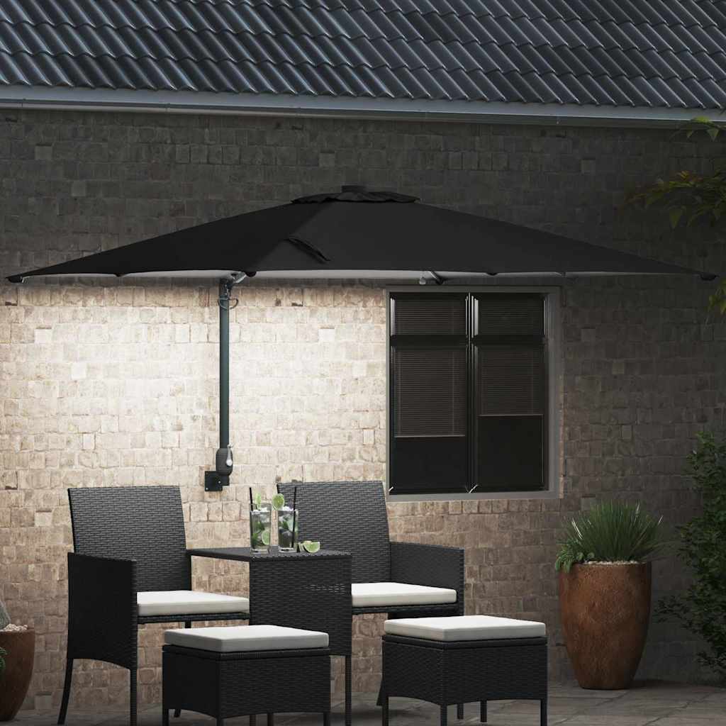 Garden Parasol Black 248.5 x 247.5 x 160 cm Polyester and Steel