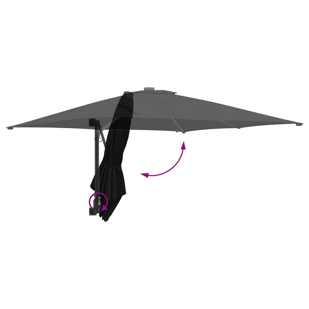 Garden Parasol Black 248.5 x 247.5 x 160 cm Polyester and Steel