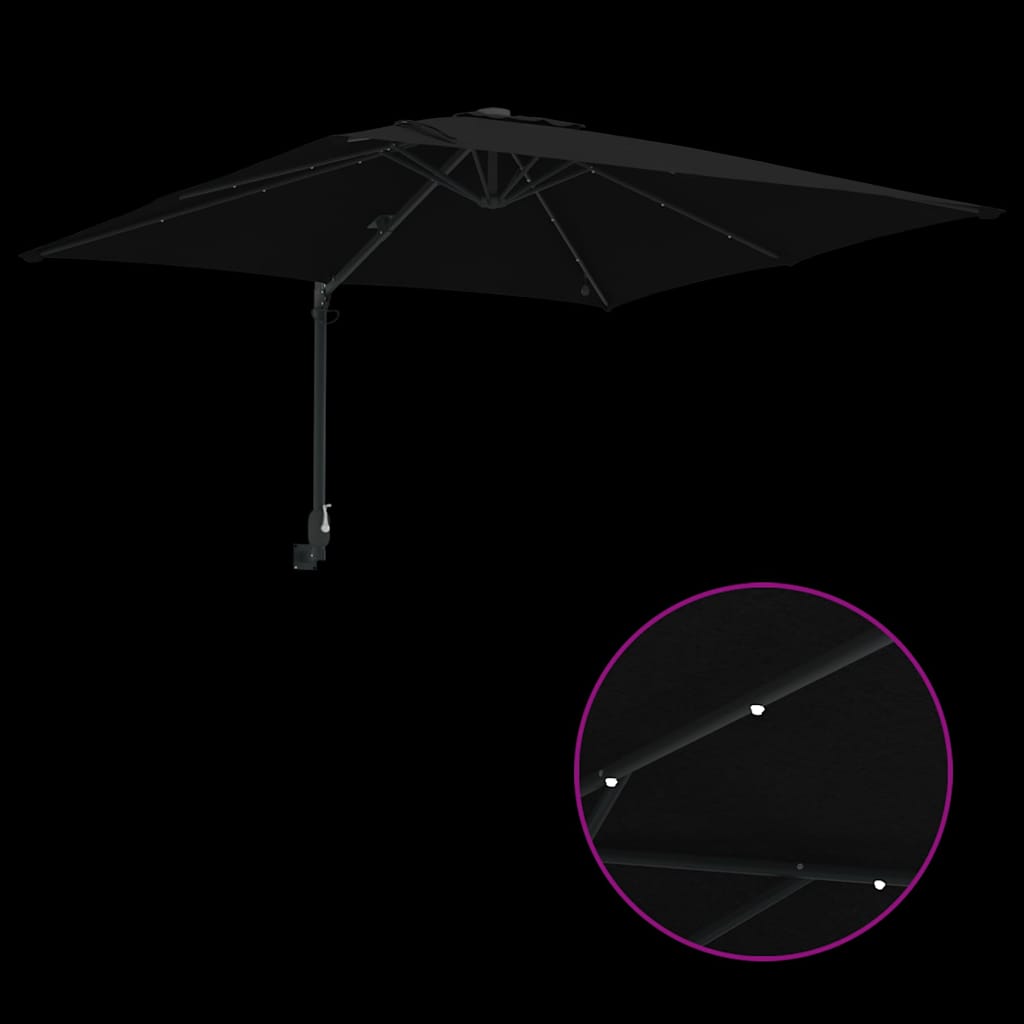 Garden Parasol Black 248.5 x 247.5 x 160 cm Polyester and Steel