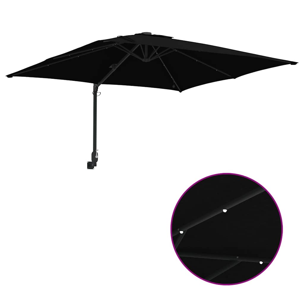 Garden Parasol Black 248.5 x 247.5 x 160 cm Polyester and Steel