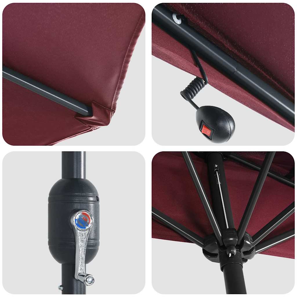 Garden Parasol Bordeaux Red 294 x 150 x 224 cm