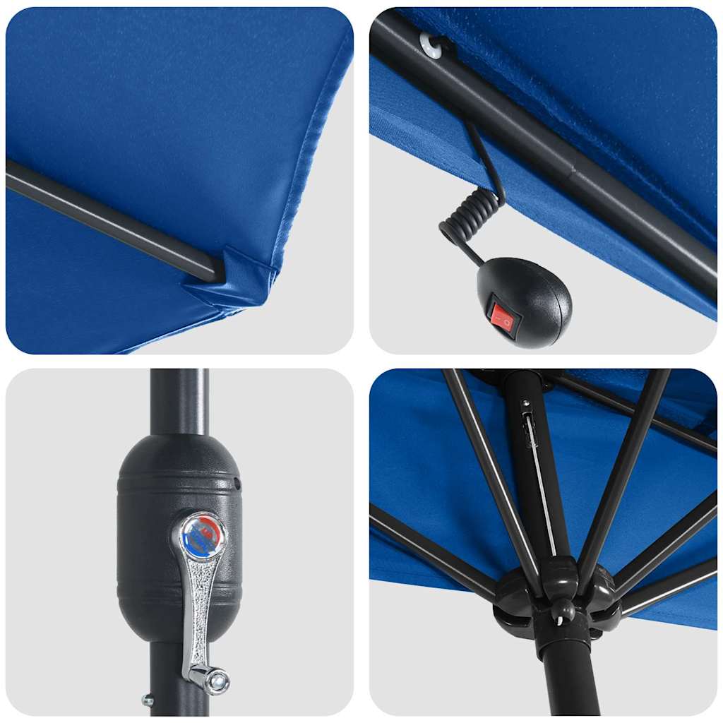 Garden Parasol 294 x 150 x 224 cm Polyester and Steel Azurblau