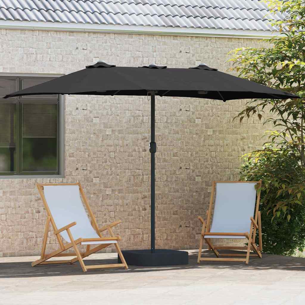 Garden Parasol Black 385 x 209 x 244 cm Polyester and Steel