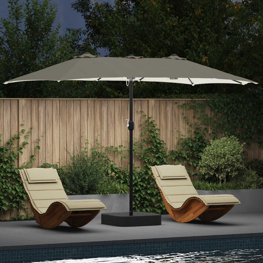 Garden Parasol Sand and Anthracite 385 x 209 x 244 cm Polyester