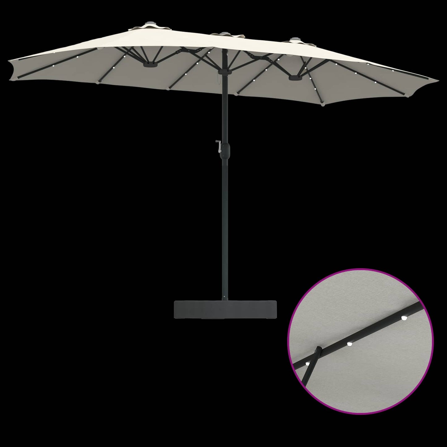 Garden Parasol Sand and Anthracite 385 x 209 x 244 cm Polyester