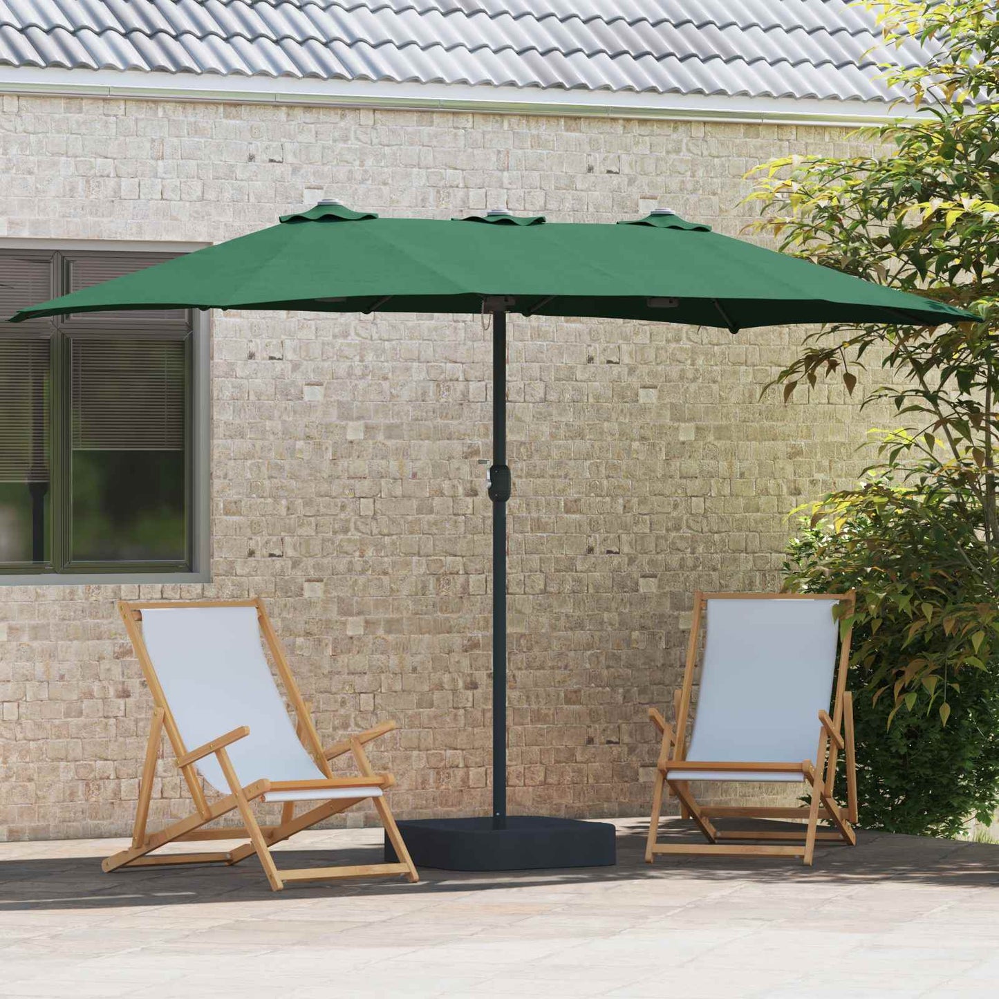 Garden Parasol Green 385 x 209 x 244 cm Polyester