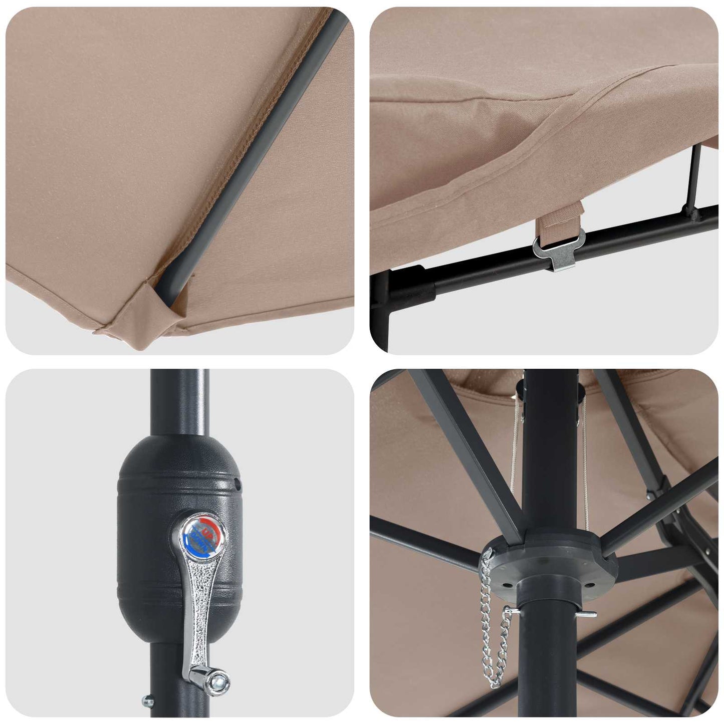 Garden Parasol Taupe 385 x 209 x 244 cm Polyester
