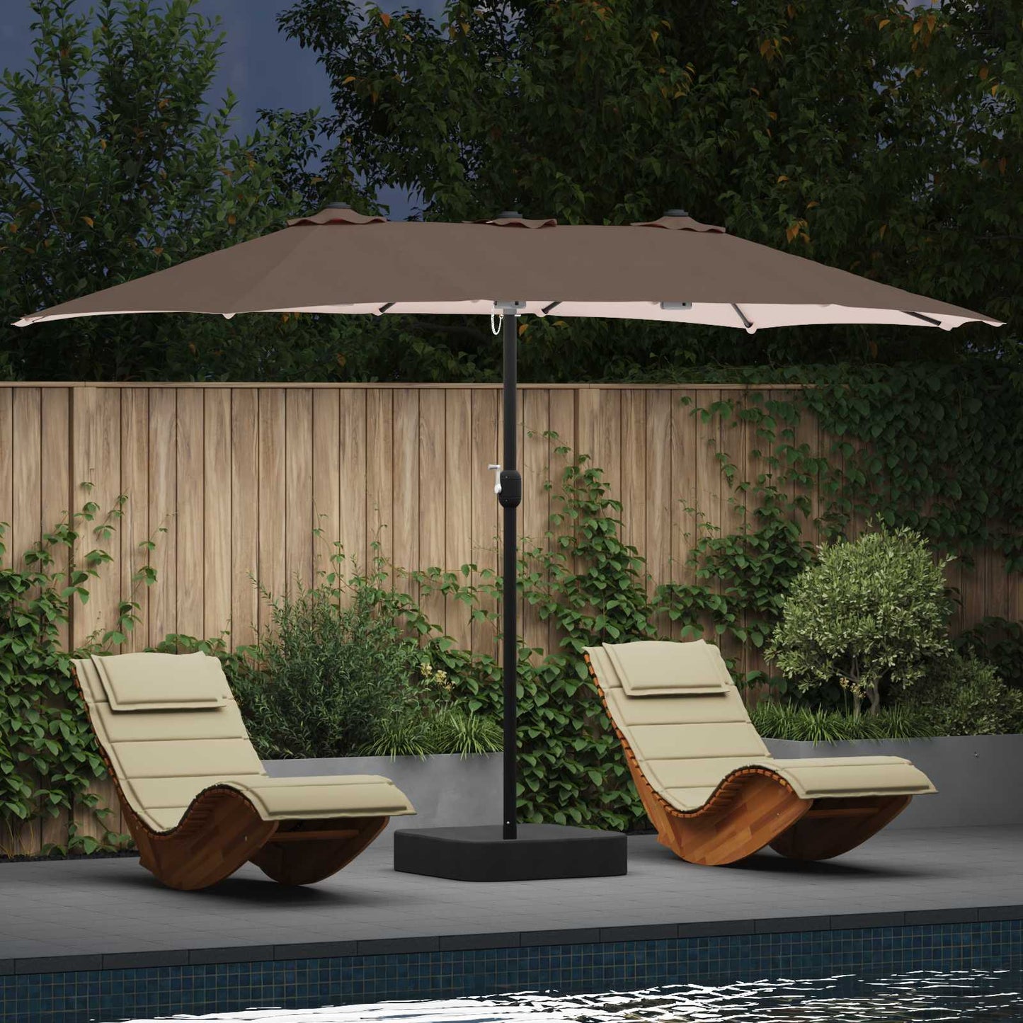 Garden Parasol Taupe 385 x 209 x 244 cm Polyester