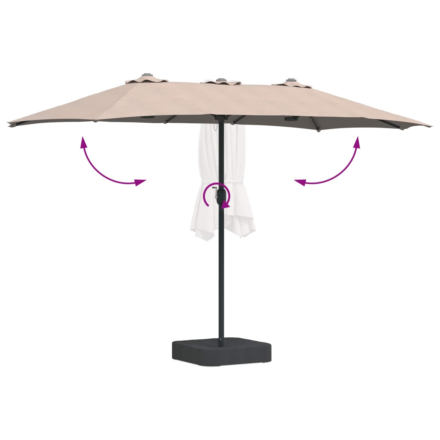 Garden Parasol Taupe 385 x 209 x 244 cm Polyester