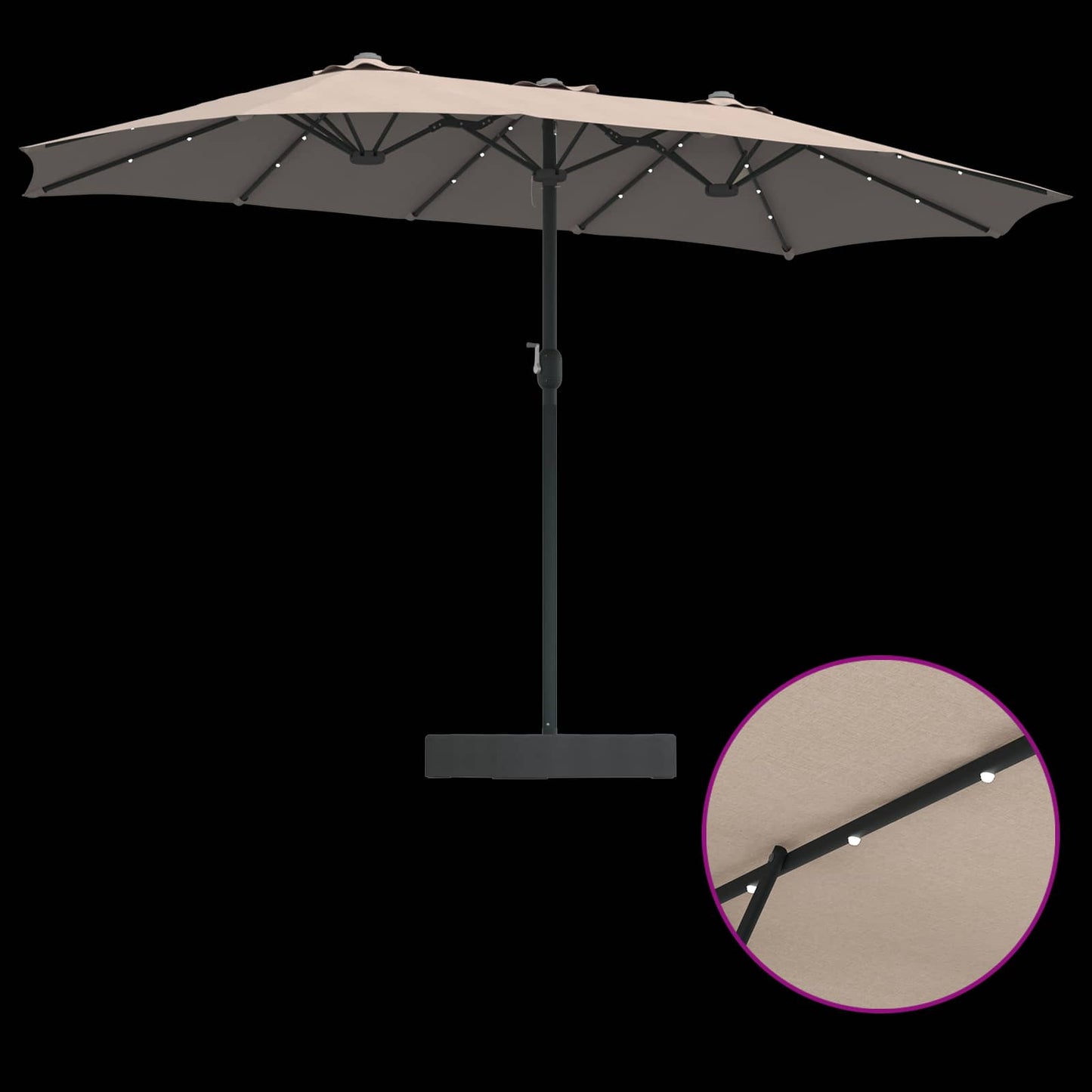 Garden Parasol Taupe 385 x 209 x 244 cm Polyester