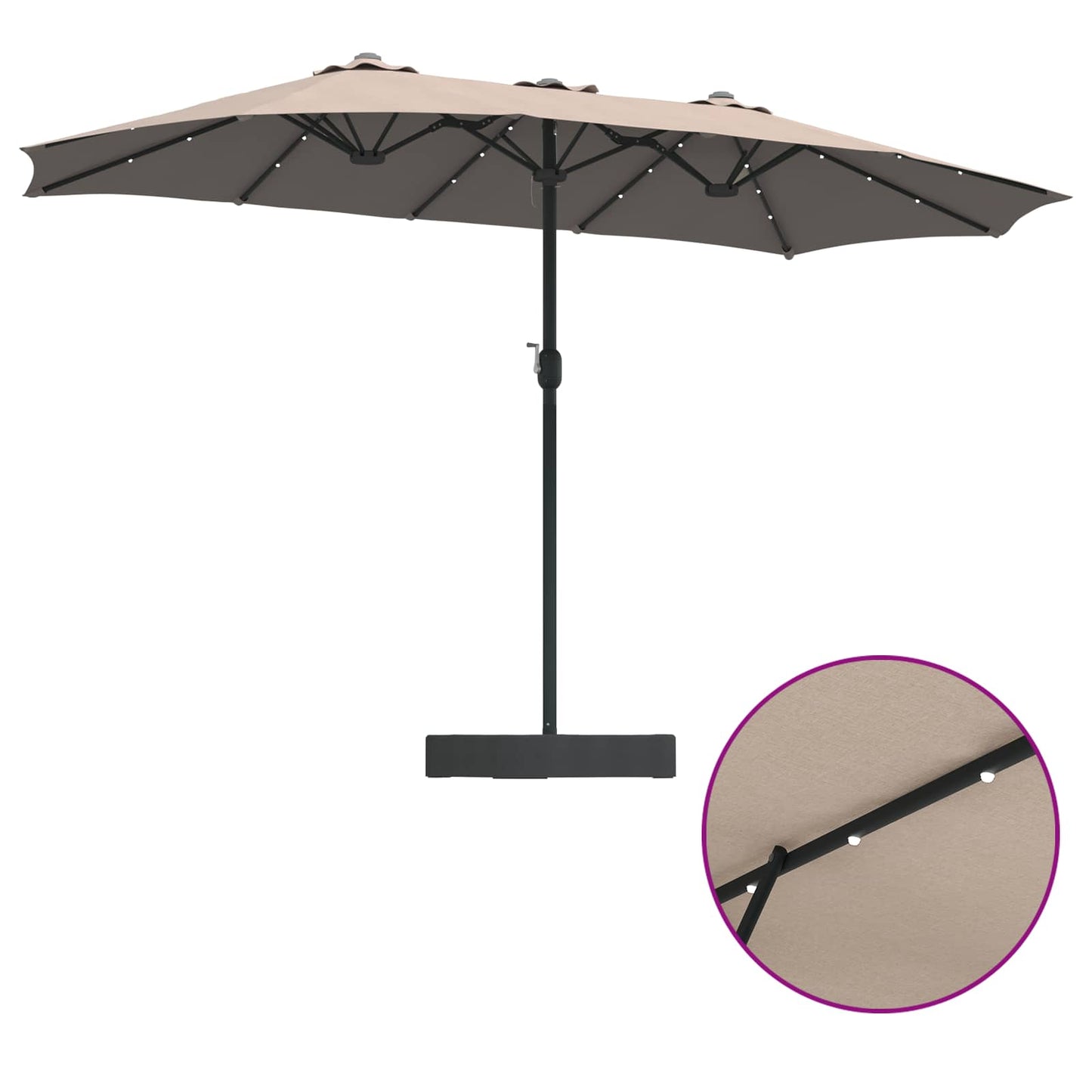 Garden Parasol Taupe 385 x 209 x 244 cm Polyester