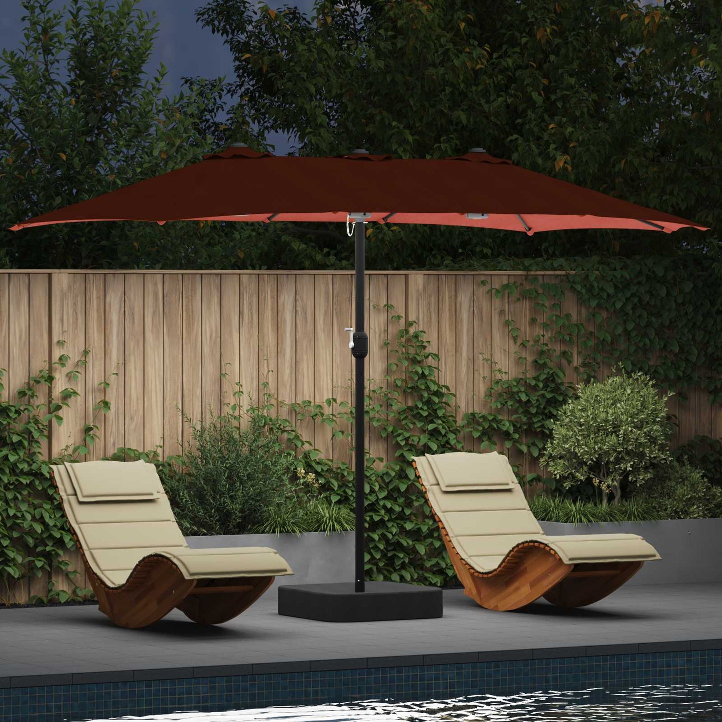 Garden Parasol Terracotta 385 x 209 x 244 cm Polyester