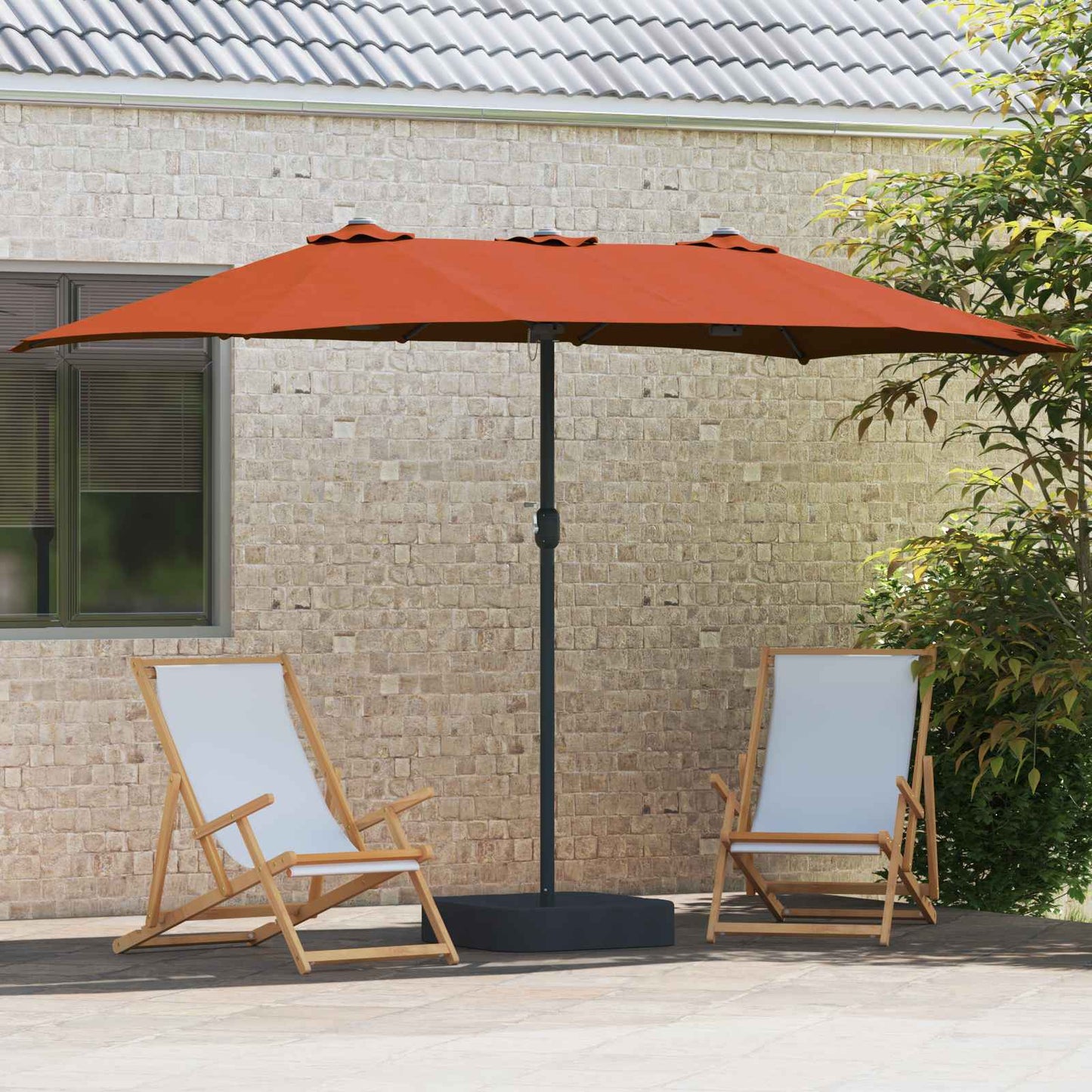 Garden Parasol Terracotta 385 x 209 x 244 cm Polyester