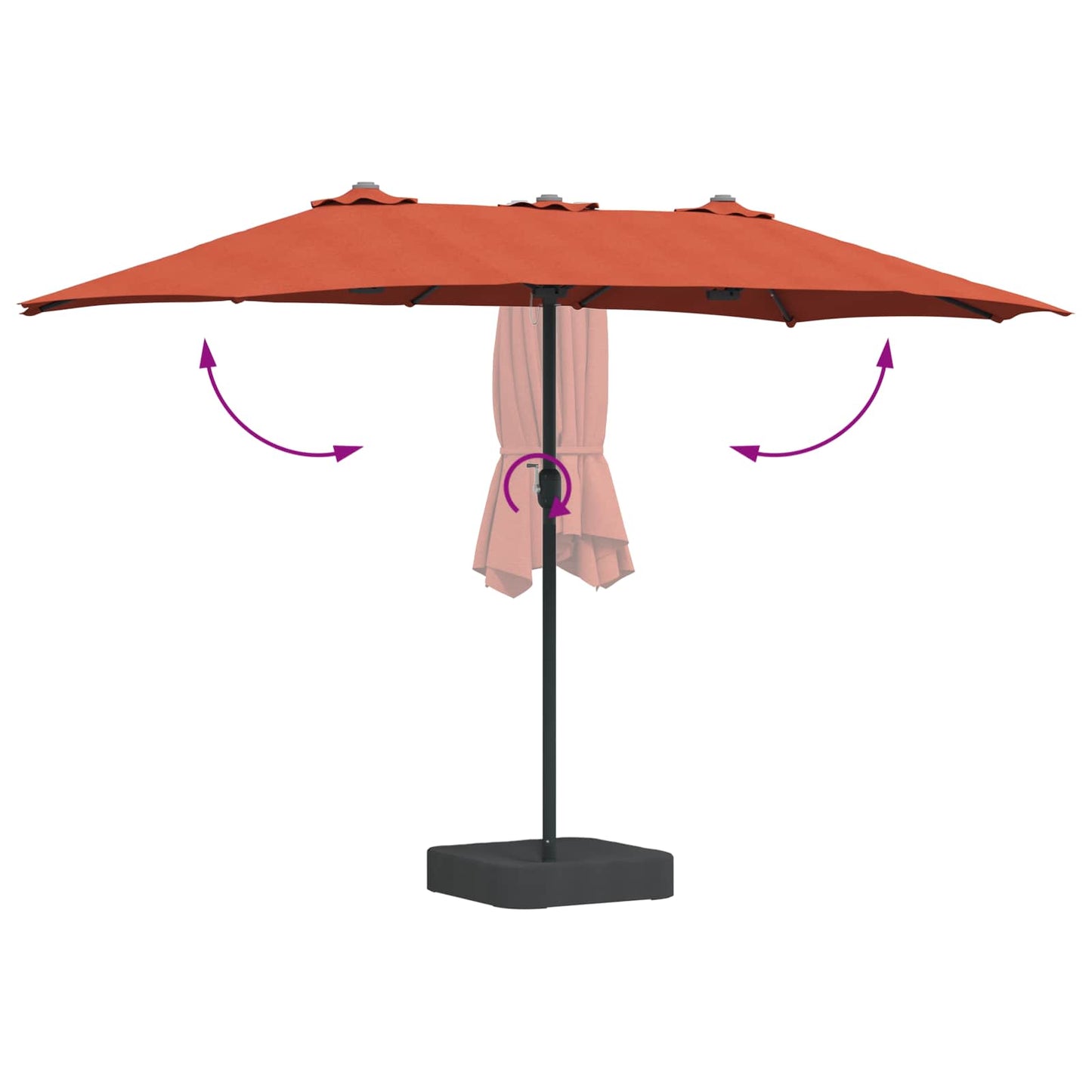 Garden Parasol Terracotta 385 x 209 x 244 cm Polyester