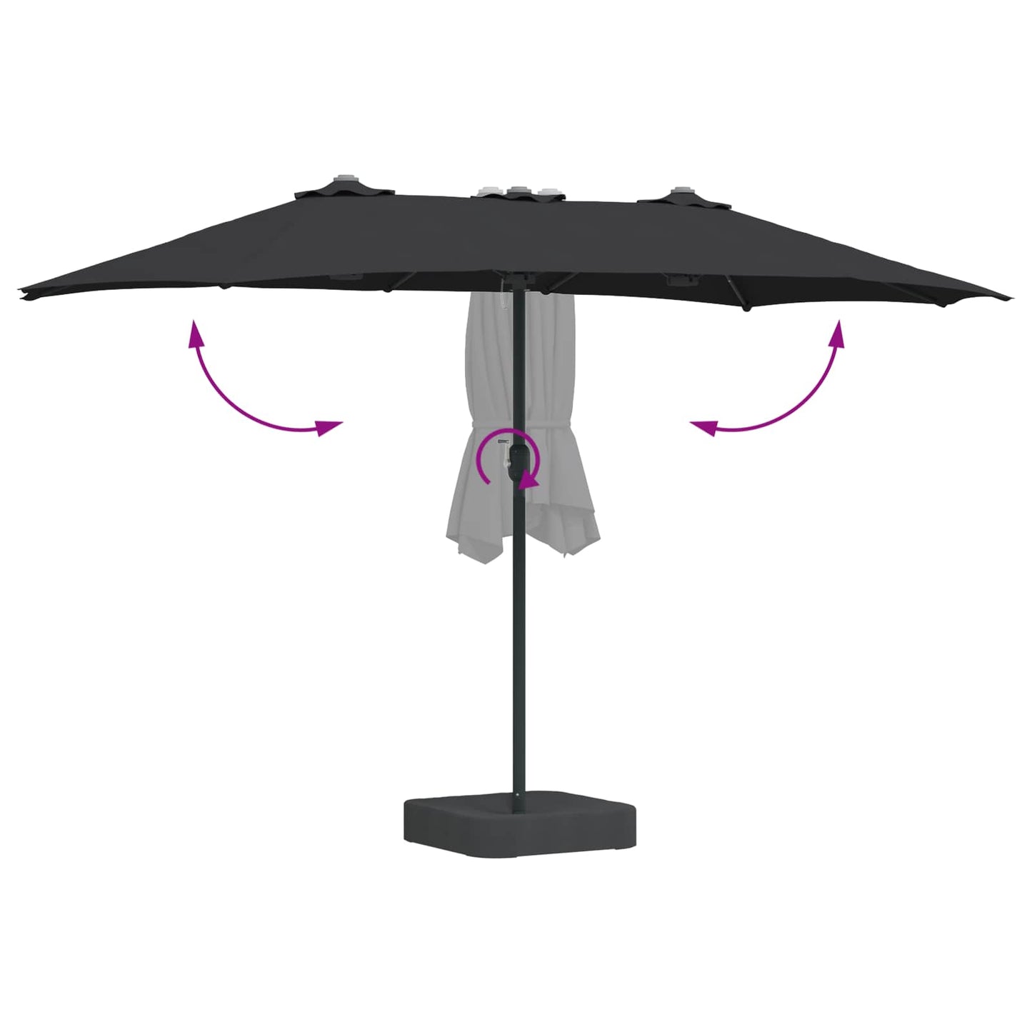 Garden Parasol Black 385 x 209 x 244 cm Polyester