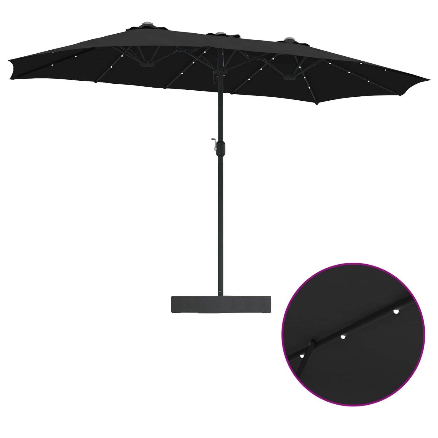 Garden Parasol Black 385 x 209 x 244 cm Polyester