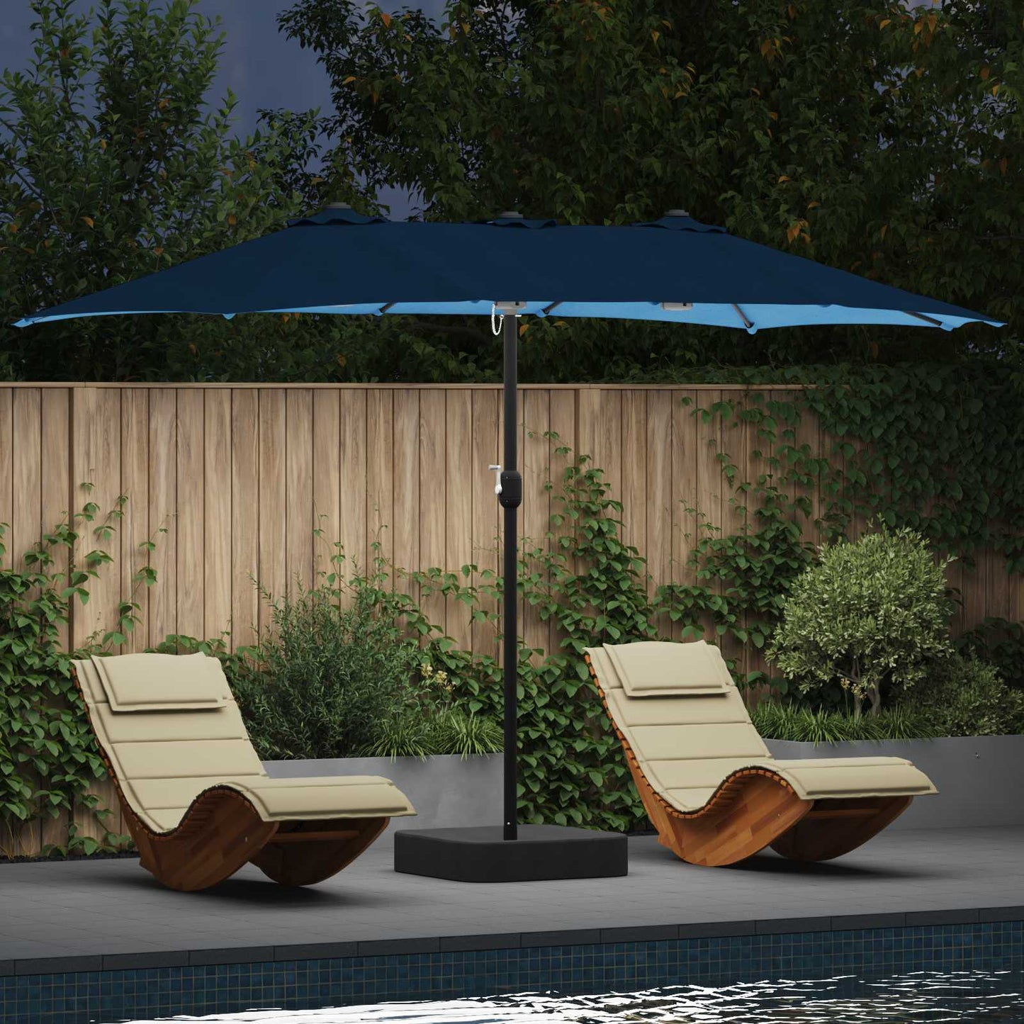 Garden Parasol Azurblau 385 x 209 x 244 cm Polyester