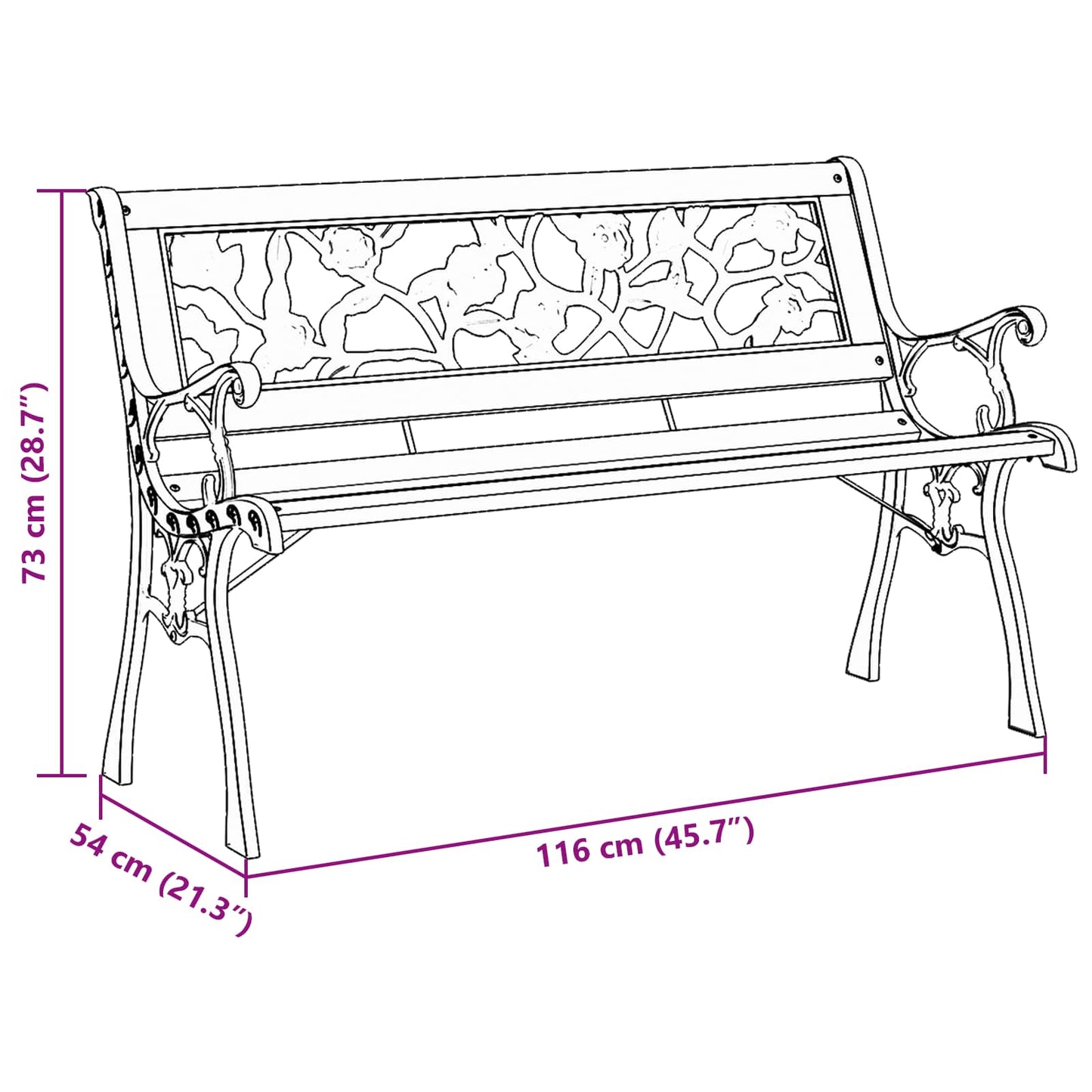 Garden Bench with Cushion Brown 116 x 54 x 73 cm Wood