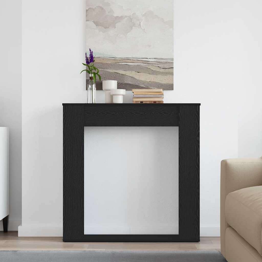 Fireplace Surround Black Oak 100x20x100 cm Engineered Wood