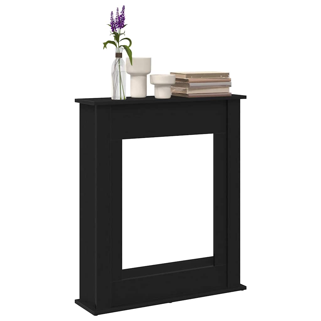 Fireplace Surround Black Oak 75x20x87,5 cm Engineered Wood