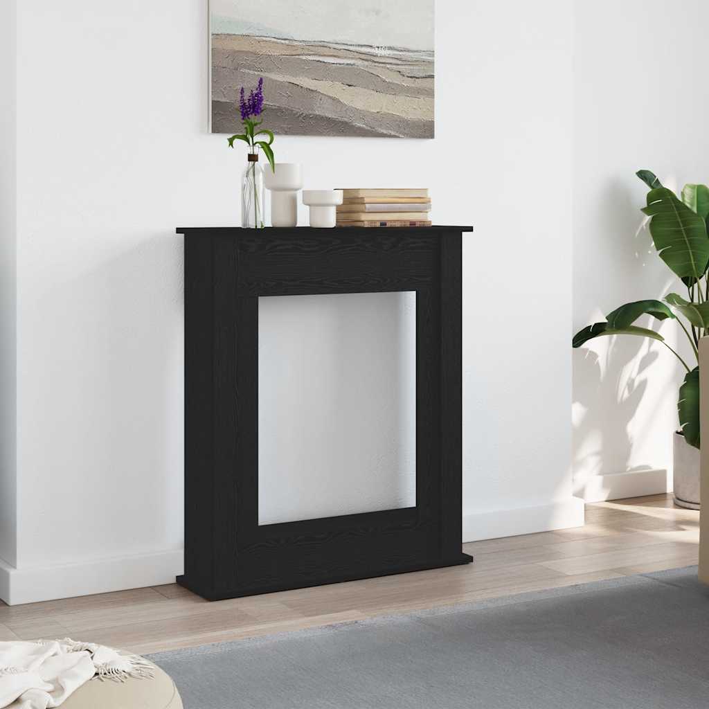 Fireplace Surround Black Oak 75x20x87,5 cm Engineered Wood