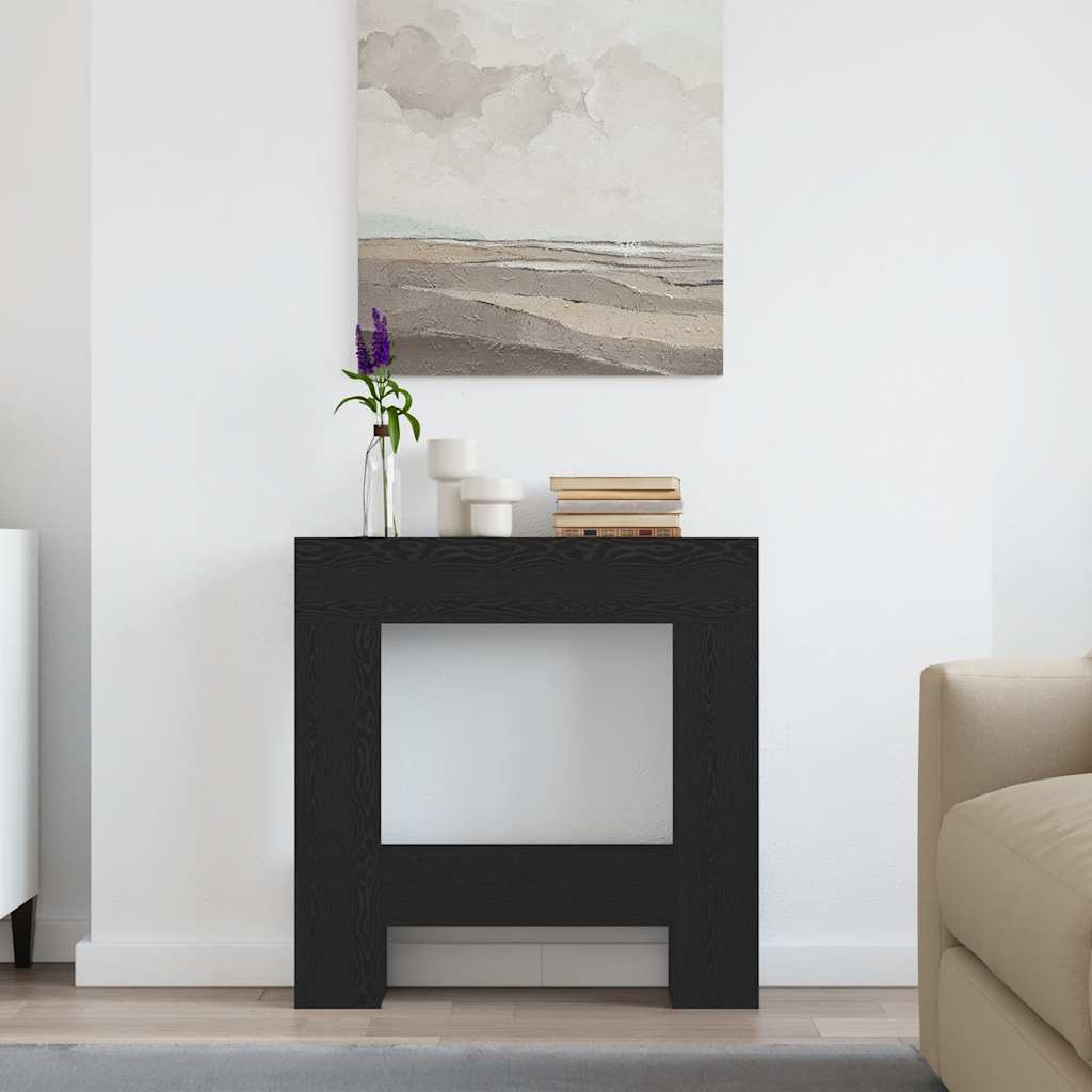 Fireplace Surround Black Oak 81x18x82 cm Engineered Wood