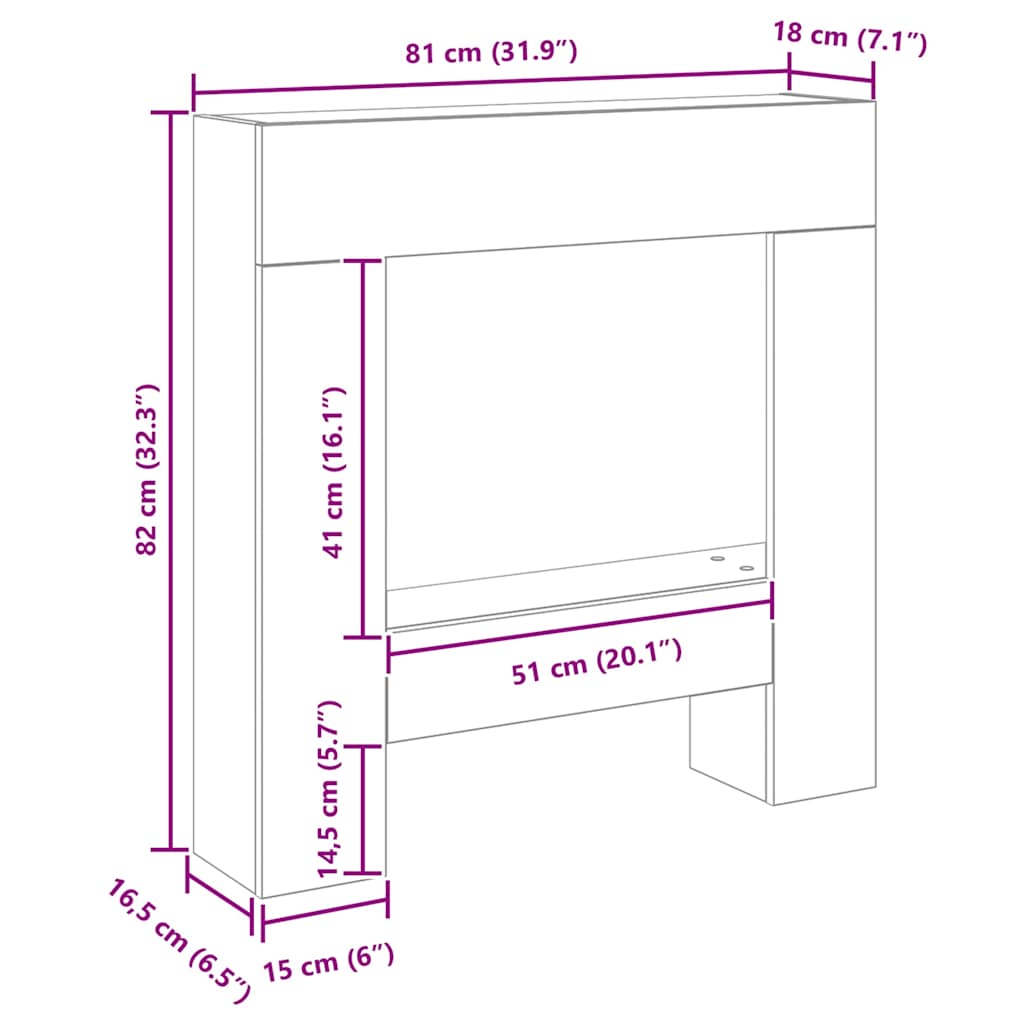 Fireplace Surround Black Oak 81x18x82 cm Engineered Wood
