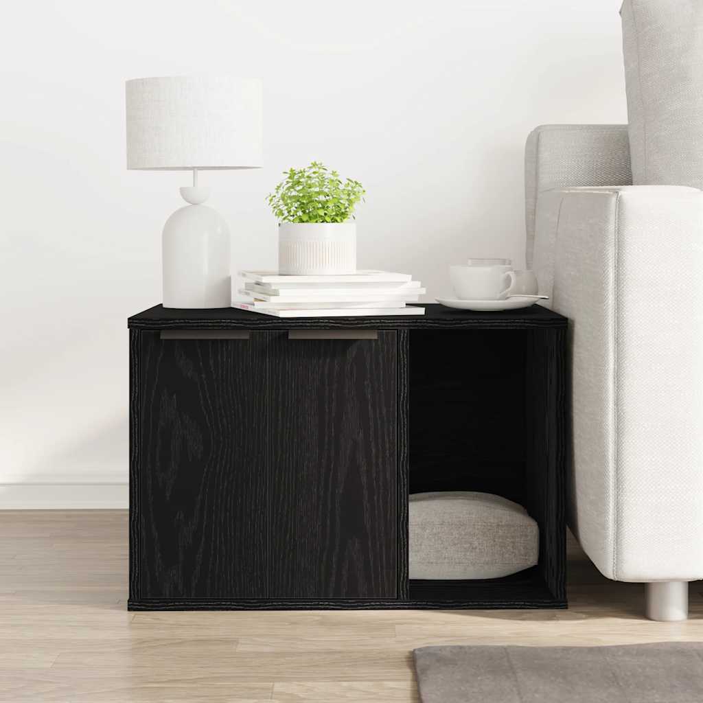 865986 vidaXL Cat Litter Box Enclosure Black Oak 60x40x40 cm Engineered Wood