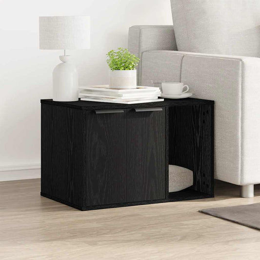 865986 vidaXL Cat Litter Box Enclosure Black Oak 60x40x40 cm Engineered Wood