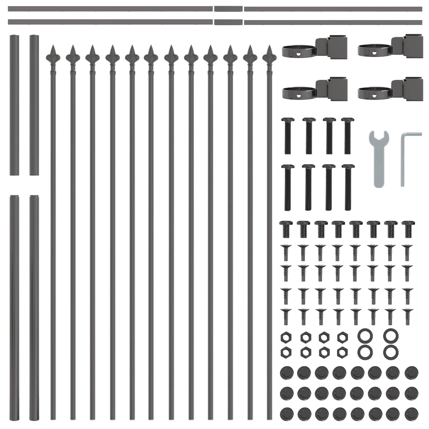 Garden Fence 2 pcs Grey 3.4 x 0.8 m Powder-coated Steel