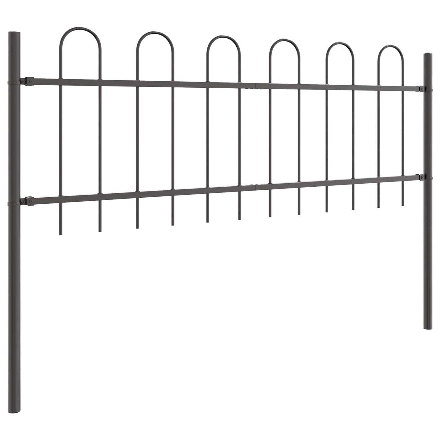 Garden Fence 2 pcs Grey 3.4 x 0.6 m Powder-coated Steel