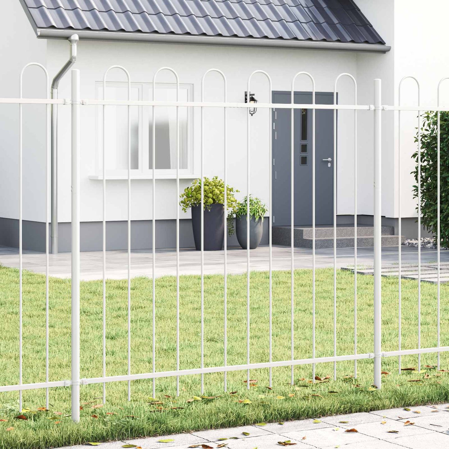 Garden Fence 2 pcs Grey 3.4 x 1 m Powder-coated Steel