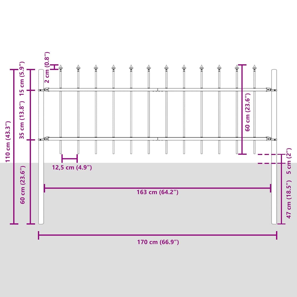 Garden Fence 2 pcs White 3.4 x 0.6 m Powder-coated Steel