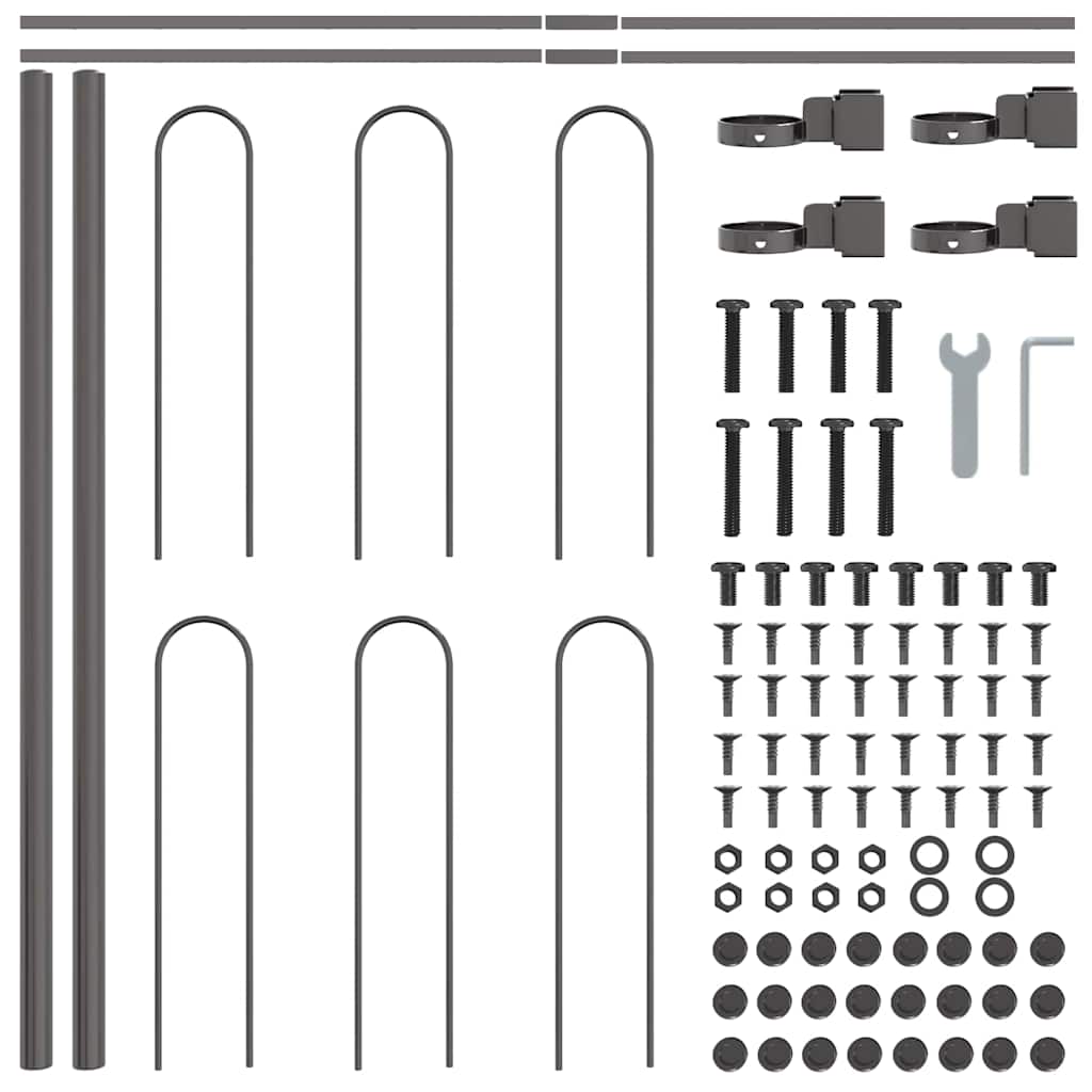 Garden Fence 3 pcs Grey 5.1 x 0.6 m Powder-coated Steel