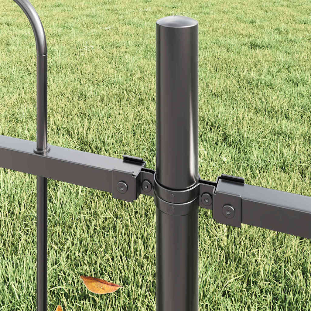 Garden Fence 3 pcs Grey 5.1 x 1.2 m Powder-coated Steel