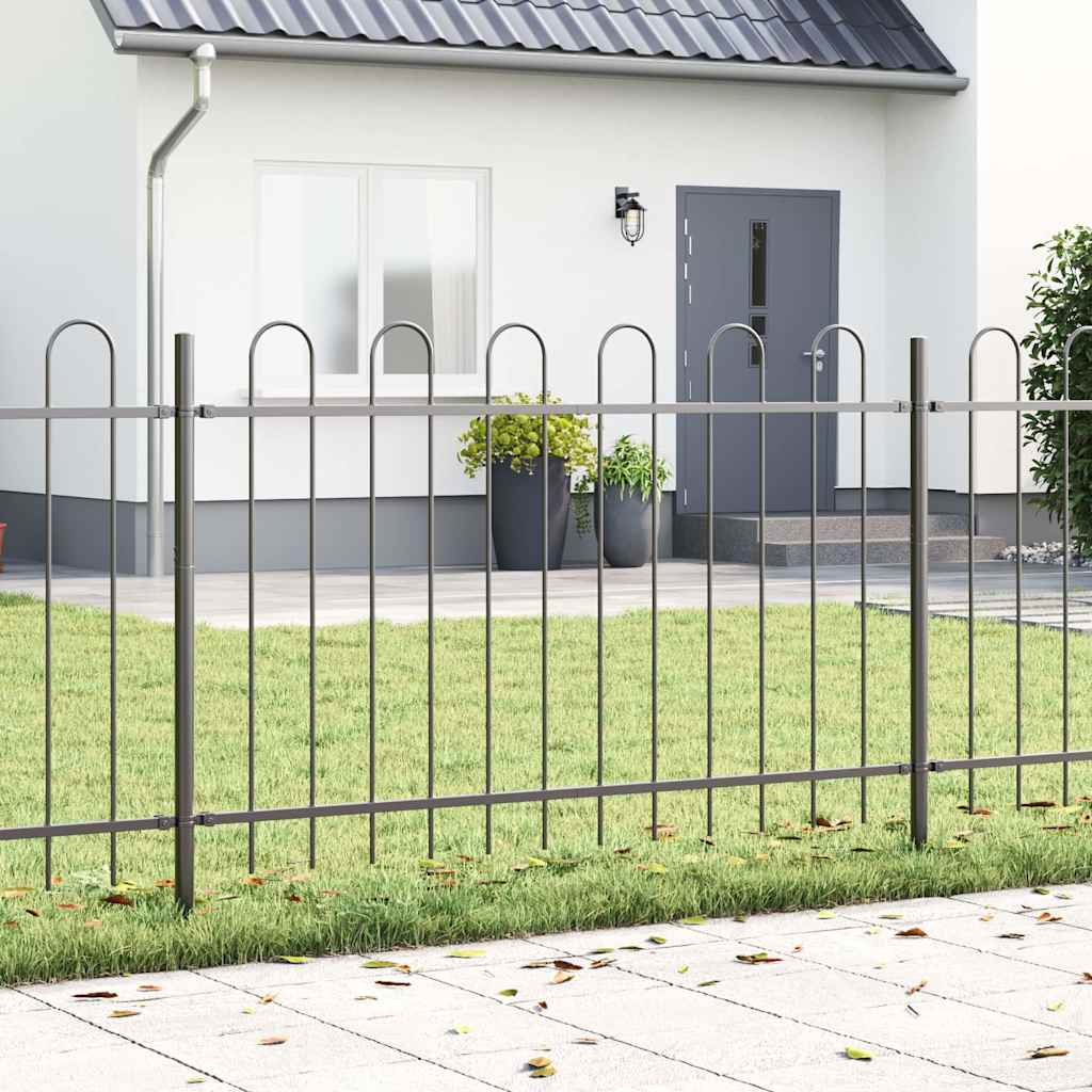 Garden Fence 3 pcs Grey 5.1 x 1.2 m Powder-coated Steel