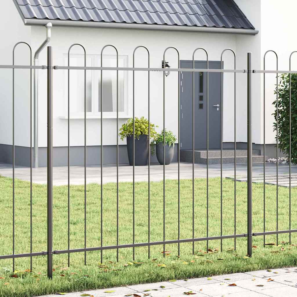Garden Fence 3 pcs Grey 5.1 x 1.5 m Powder-coated Steel