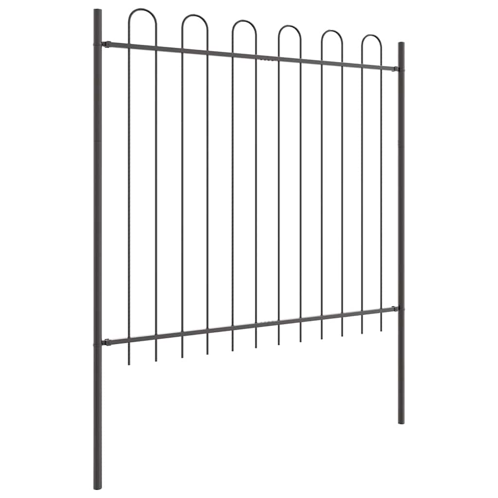 Garden Fence 3 pcs Grey 5.1 x 1.5 m Powder-coated Steel