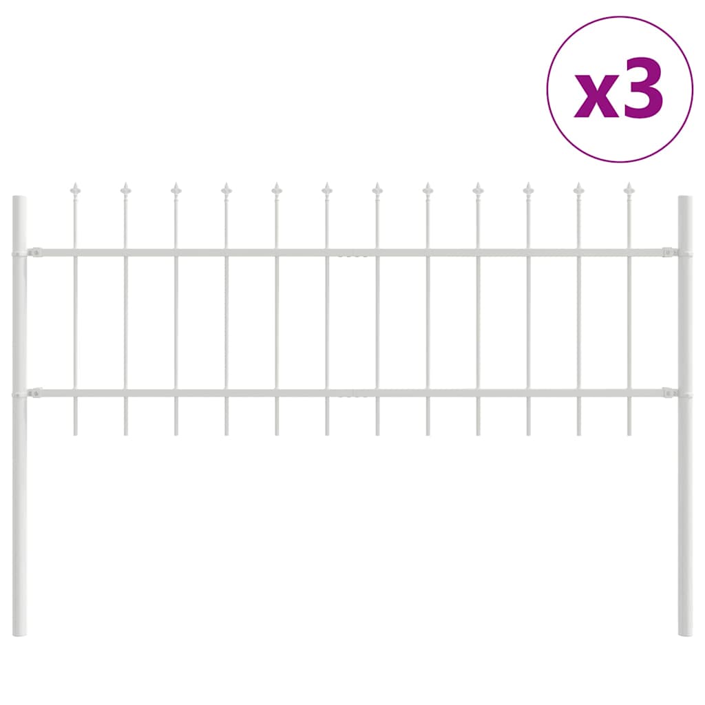 Garden Fence 3 pcs White 5.1 x 0.6 m Powder-coated Steel