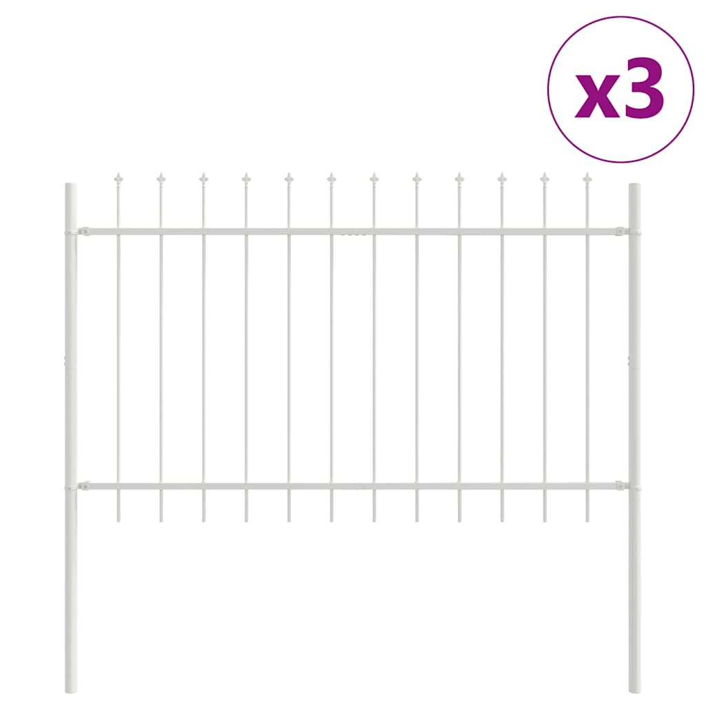 Garden Fence 3 pcs White 5.1 x 0.8 m Powder-coated Steel