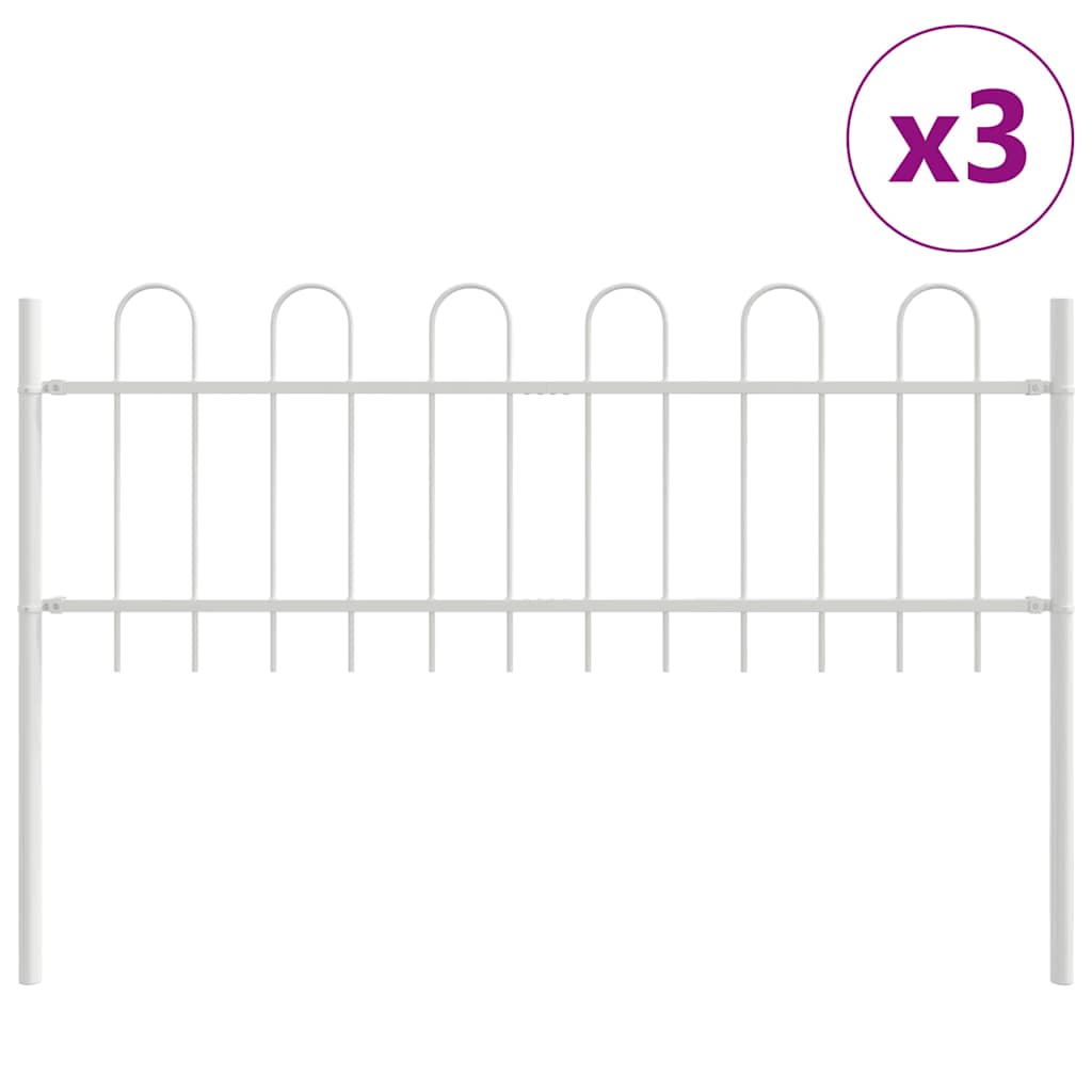 Garden Fence 3 pcs White 5.1 x 0.6 m Powder-coated Steel