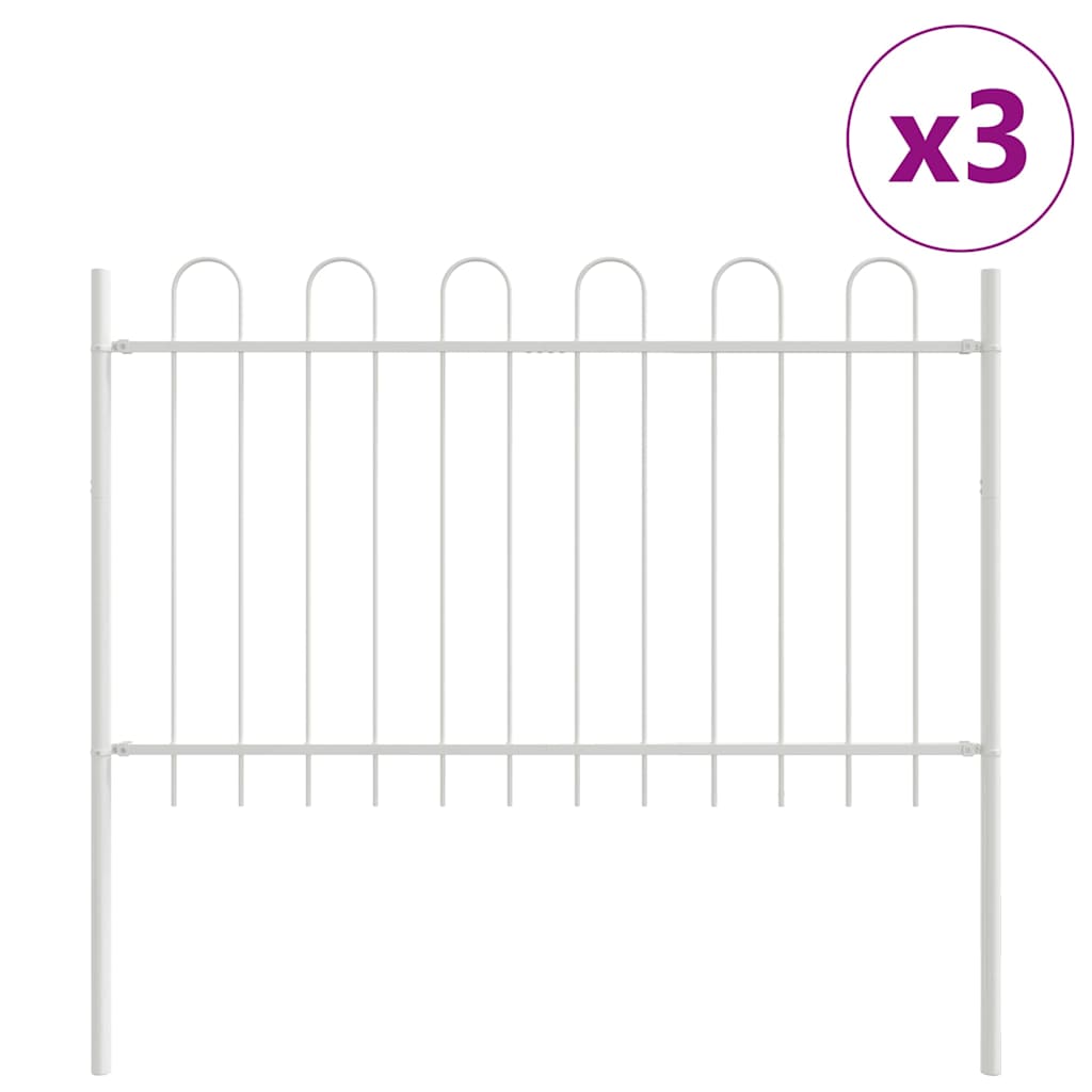 Garden Fence 3 pcs White 5.1 x 1 m Powder-coated Steel